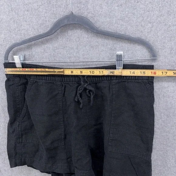 J Crew Shorts Womens Medium Black Linen Blend Drawstring Casual Pockets - Picture 2 of 6